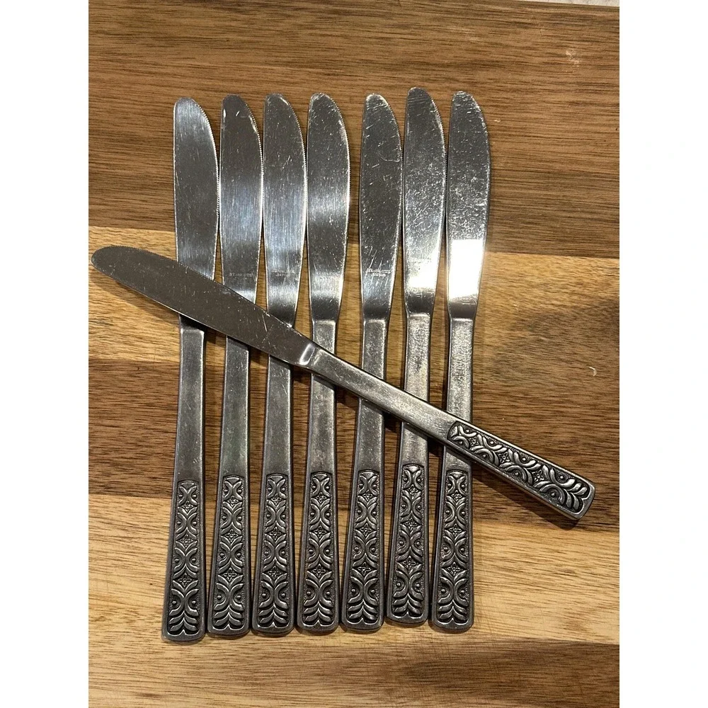 Set of 8 Vintage Alhambra Stainless Japan Butter Knives